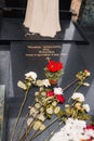 Paris, France - January 13, 2020: Flowers on the grave of Dalida at the cemetery of Montmartre