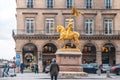 Paris, France - January 17, 2019: Golden statue of Joan of Arc on horseback Royalty Free Stock Photo