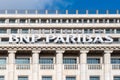 Sign on top of the BNP Paribas bank headquarters building, Paris, France