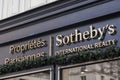Sotheby`s International Realty`s Paris branch and logo signboard, Paris, France