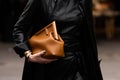 Paris, France - January, 25, 2024: woman wears Fendi First bag, fashion blogger outfit details