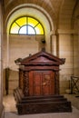 Paris, France - 24.04.2019: Jean-Jacques Rousseau Grave inside of The Pantheon. Secular mausoleum containing the remains