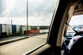 Frexit sign in Paris on the Ring road - car POV