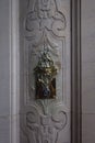 PARIS, FRANCE - July 07, 2023: beautiful brass doorbell