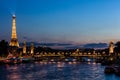 Pont Alexandre III Bridge and Eiffel Tower at night. Paris, Fran Royalty Free Stock Photo