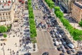 PARIS, FRANCE - JULY 06, 2016 : Beautiful panoramic view of Paris from the roof of the Triumphal Arch. Champs Elysees. Royalty Free Stock Photo