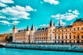 PARIS, FRANCE - JULY 06, 2016 : Castle - Prison Concierges seafront of the Seine river in Paris. France