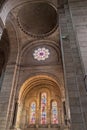 stained glass windows under rose window at sacre coeur Royalty Free Stock Photo