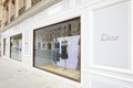Dior fashion luxury store windows in avenue Montaigne in Paris, France
