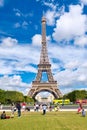 The Eiffel Tower in Paris and tourist on the Champ de Mars Royalty Free Stock Photo