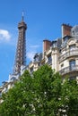 Eiffel Tower in Paris in a sunny summer day, clear blue sky Royalty Free Stock Photo