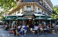 The famous cafe Les deux Magots located in Saint Germain des Pres area of Paris.It has been frequented by Ernest Hemingway, Pablo Royalty Free Stock Photo