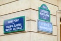 Famous Champs Elysees and Avenue Montaigne corner and street signs in Paris, France Royalty Free Stock Photo