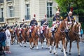 PARIS, FRANCE - JULY 14 2023: French Republican Guards during the ceremonial of french national day on July 14, 2014 in Paris,