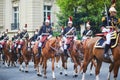 PARIS, FRANCE - JULY 14 2023: French Republican Guards during the ceremonial of french national day on July 14, 2014 in Paris,