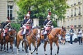 PARIS, FRANCE - JULY 14 2023: French Republican Guards during the ceremonial of french national day on July 14, 2014 in Paris,