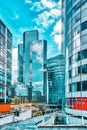 PARIS, FRANCE - JULY 06, 2016 :La Defense, Business Quarter with businessmen in the streets, area of Paris,  French financial Royalty Free Stock Photo