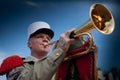 Paris, France - July 14, 2011. Legionnaire musician during the parade on the Champs Elysees.