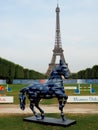 Longines blue horse statue and the Eiffel tower