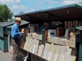 Riverside bookseller at an open-air bookshop in Paris