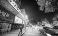 Paris, France - July 22, 2014: Night view of city streets along Moulin Rouge Royalty Free Stock Photo