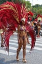 The participant of Tropical carnival 2018 in Paris , France. Over 4,000 dancers and a dozen floats from around the world Royalty Free Stock Photo