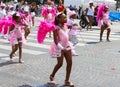 The participant of Tropical carnival 2018 in Paris , France. Over 4,000 dancers and a dozen floats from around the world Royalty Free Stock Photo