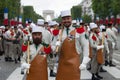 Paris. France. July 14, 2012. Pioneers of the French foreign legion before the parade on the Champs Elysees .