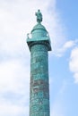 Place Vendome column in summer, cloudy sky in Paris, France Royalty Free Stock Photo