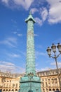 Place Vendome column in a sunny summer day in Paris, France Royalty Free Stock Photo