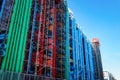 Rear view of the Centre Pompidou museum with colourful pipes - Paris, France