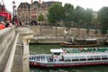Rescue truck on the Pont Neuf bridge conducts exercises to save people on the water