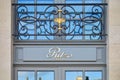 Ritz, luxury hotel golden sign in place Vendome in Paris, France Royalty Free Stock Photo