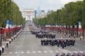 Paris, France - July 14, 2012. Soldiers from the French Foreign Legion march during the annual military parade . Royalty Free Stock Photo