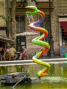 Spraying water sculpture  in Stravinsky Fountain near Centre Georges Pompidou Royalty Free Stock Photo