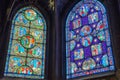 PARIS, FRANCE - JULY 06, 2016 : Stained glass inside Saint-Germa Royalty Free Stock Photo