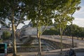 View of the bridge Leopold Sedar Senghor Bridge across the River Seine