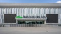 Paris, France - Jun 13, 2020: Facade of La Defense Areana in sunny afternoon