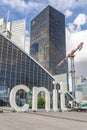 Paris, France - Jun 13, 2020: Large CNIT letter before shopping center in La Defense