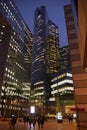 Paris, France - June 18, 2022: beautiful sunset reflected in modern office buildings