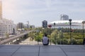 PARIS, FRANCE - JUNE 17, 2022: Beautiful view from the Grand Arch in La DÃÂ©fense district Royalty Free Stock Photo