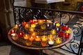 PARIS, FRANCE - JUNE 23, 2017: Candles in the Notre-Dame de Paris church. Royalty Free Stock Photo