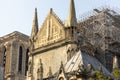 Paris, FRANCE - June 26, 2019: Cath drale Notre-Dame de Paris construction and refurbishment rebuild work ongoing after 2019 fire