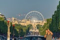 Paris, France - June 24, 2016: The Champs-Elysees sunset view from the base of Triumphal Arch de l Etoile the most famous avenue Royalty Free Stock Photo