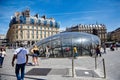 Paris, France - June 29, 2015: Cour de Rome. Modern glass entrance to Saint-Lazare metro station Royalty Free Stock Photo