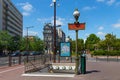 PARIS, FRANCE - JUNE 23, 2017: Entrance to Charenton-Ecoles metro station in Charenton-le-Pont, XII arrondissement of Paris. The Royalty Free Stock Photo