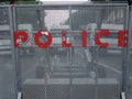 French police erect a crowd control barrier Royalty Free Stock Photo