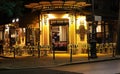 The French traditional cafe Au cepage Montmartrois at night, Paris, France. Royalty Free Stock Photo