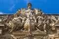 PARIS, FRANCE - JUNE 23, 2017: Gable of the Pavillon Turgot of the Louvre. Is the world`s largest art museum and is housed in the