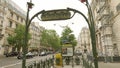 PARIS, FRANCE - JUNE 11, 2023. Iconic old Parisian retro station Boissiere entrance, 1900 Art nouveau